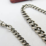 Edwardian Sterling Silver Graduating Albert Watch Chain & Locket 1908