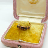 9ct Yellow Gold & Five-Stone Bohemian Garnet Dress Ring Vintage 1975 London