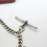 Edwardian Sterling Silver Graduating Albert Watch Chain & Locket 1908
