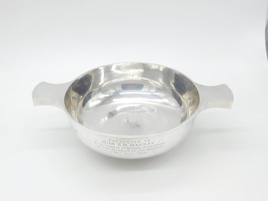 Large Sterling Silver Drinking Quaich Antique 1921 Birmingham Engraved