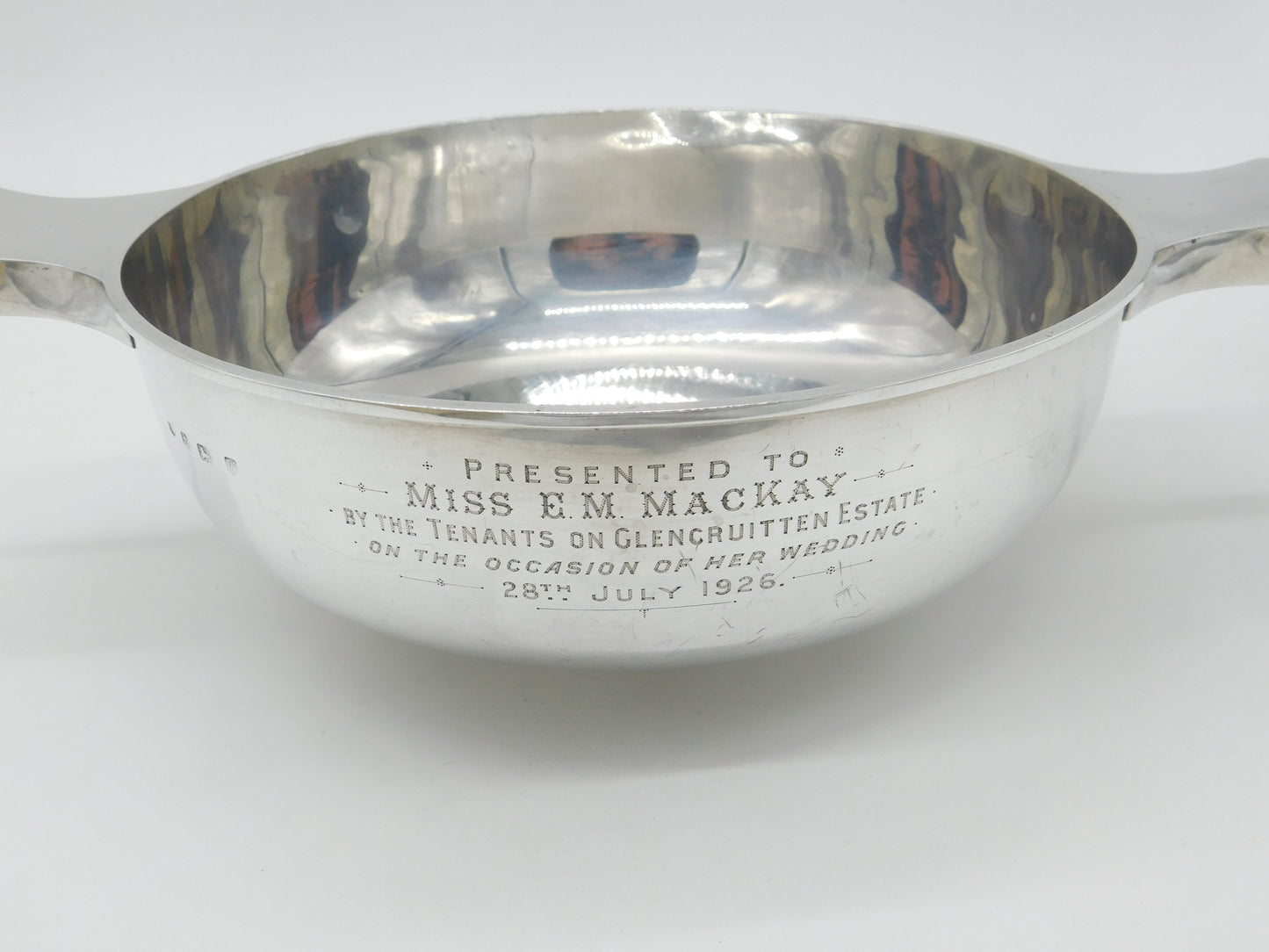 Large Sterling Silver Drinking Quaich Antique 1921 Birmingham Engraved