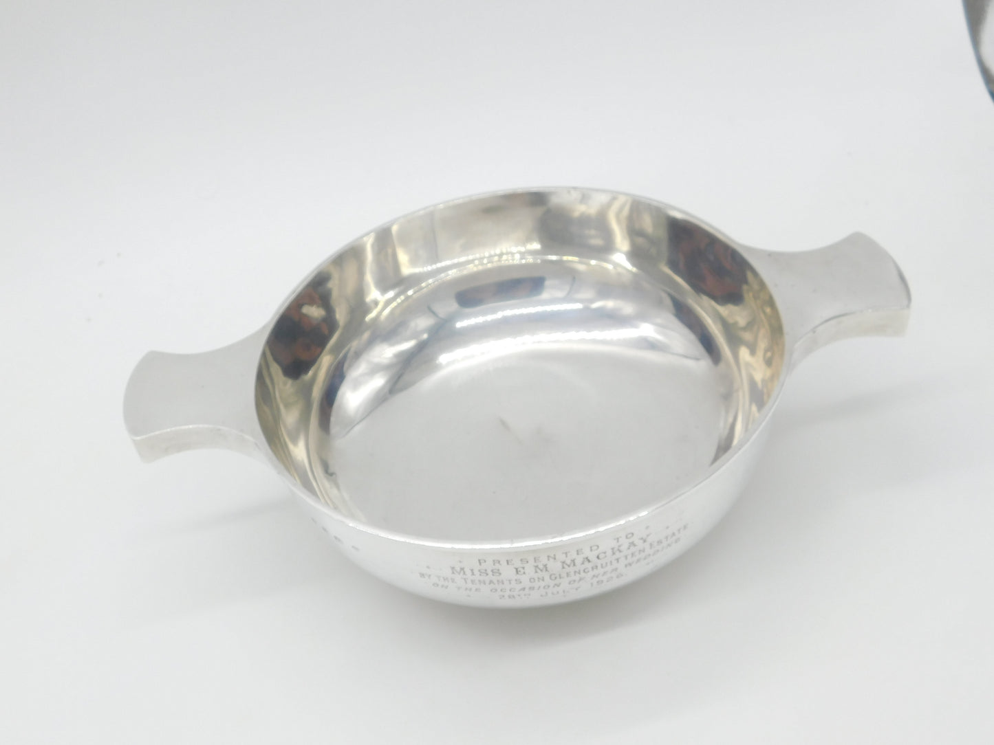 Large Sterling Silver Drinking Quaich Antique 1921 Birmingham Engraved