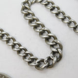 Sterling Silver Albert Watch Chain & Queen Anne Shilling Fob Antique London