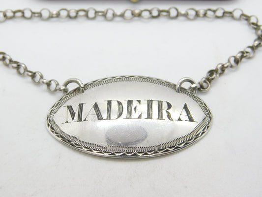 Georgian Sterling Silver Bright Cut Madeira Decanter Label 1794 London Bateman