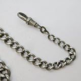 Sterling Silver Albert Watch Chain & Queen Anne Shilling Fob Antique London
