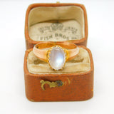 Victorian 9ct Rose Gold Cabochon Moonstone Set Dress Ring Antique c1860 AF