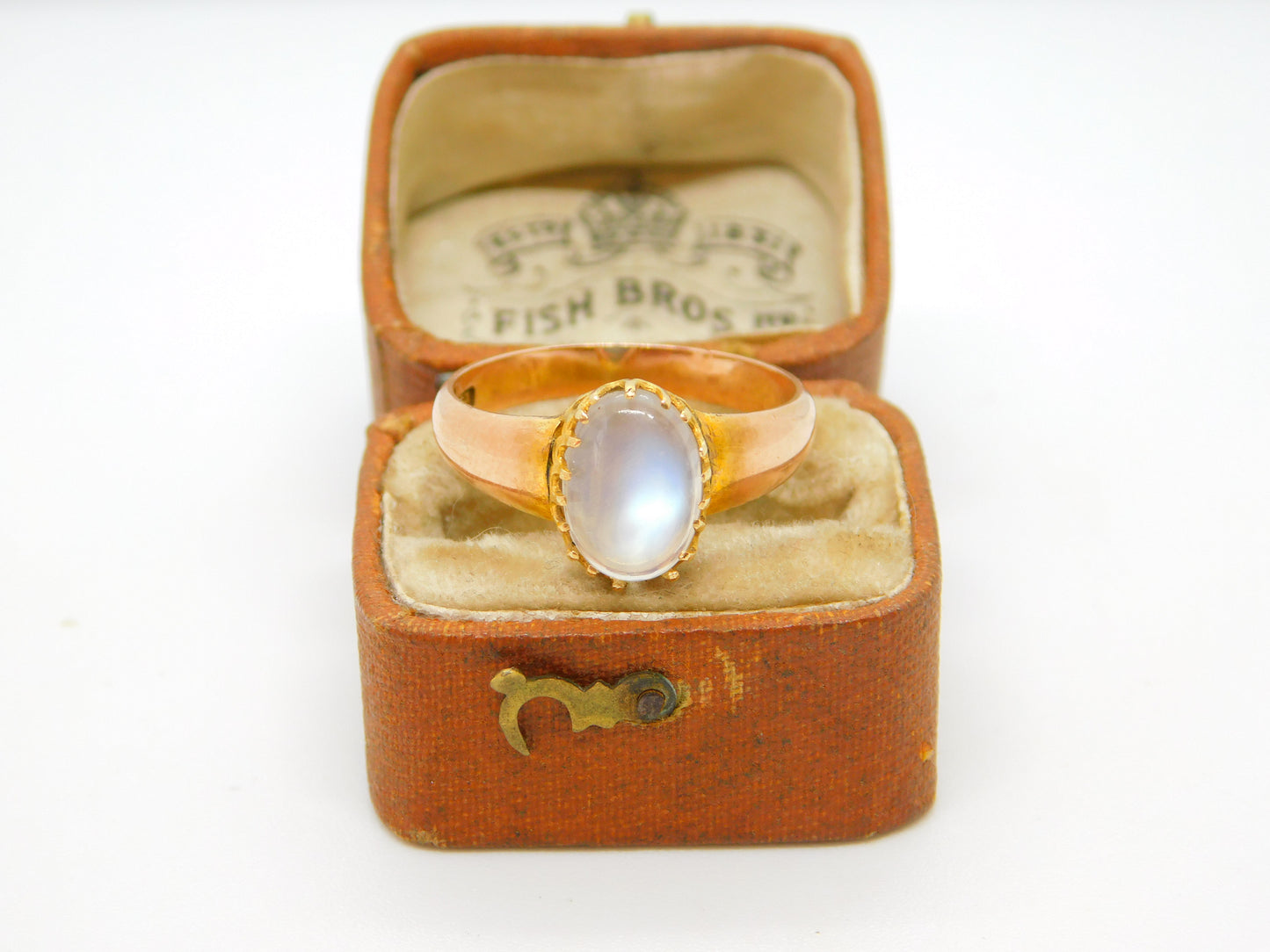 Victorian 9ct Rose Gold Cabochon Moonstone Set Dress Ring Antique c1860 AF