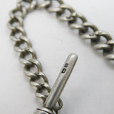 Sterling Silver Albert Watch Chain & Queen Anne Shilling Fob Antique London