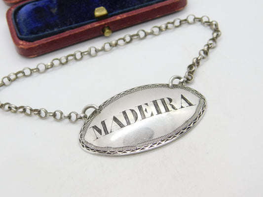 Georgian Sterling Silver Bright Cut Madeira Decanter Label 1794 London Bateman