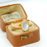 Victorian 9ct Rose Gold Cabochon Moonstone Set Dress Ring Antique c1860 AF