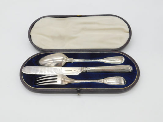 Victorian Boxed Sterling Silver Christening Cutlery Set Antique 1848 London