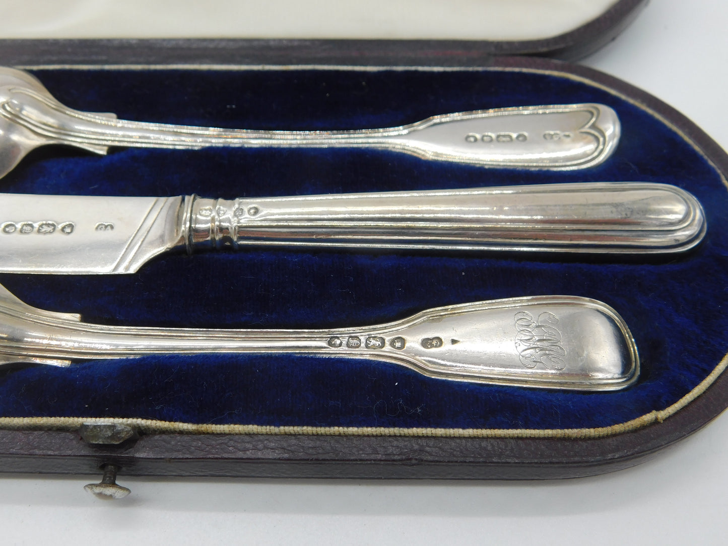 Victorian Boxed Sterling Silver Christening Cutlery Set Antique 1848 London