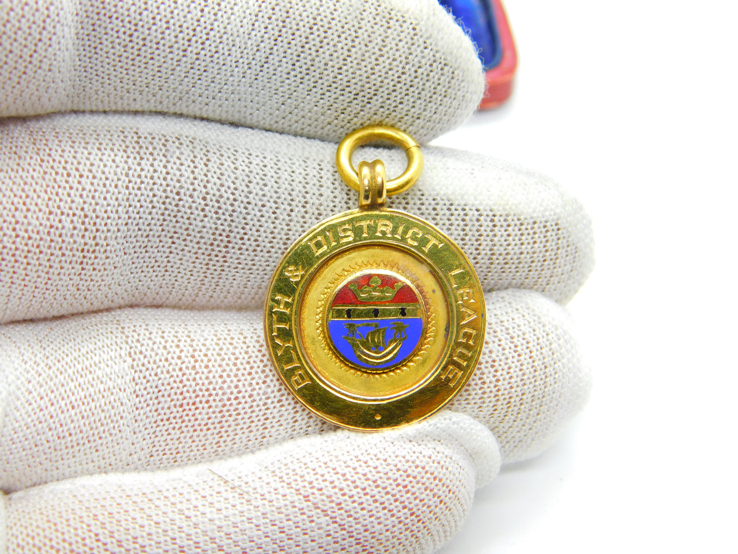 9ct Yellow Gold & Enamel Blyth Sporting Fob Medal 1937 Birmingham Antique