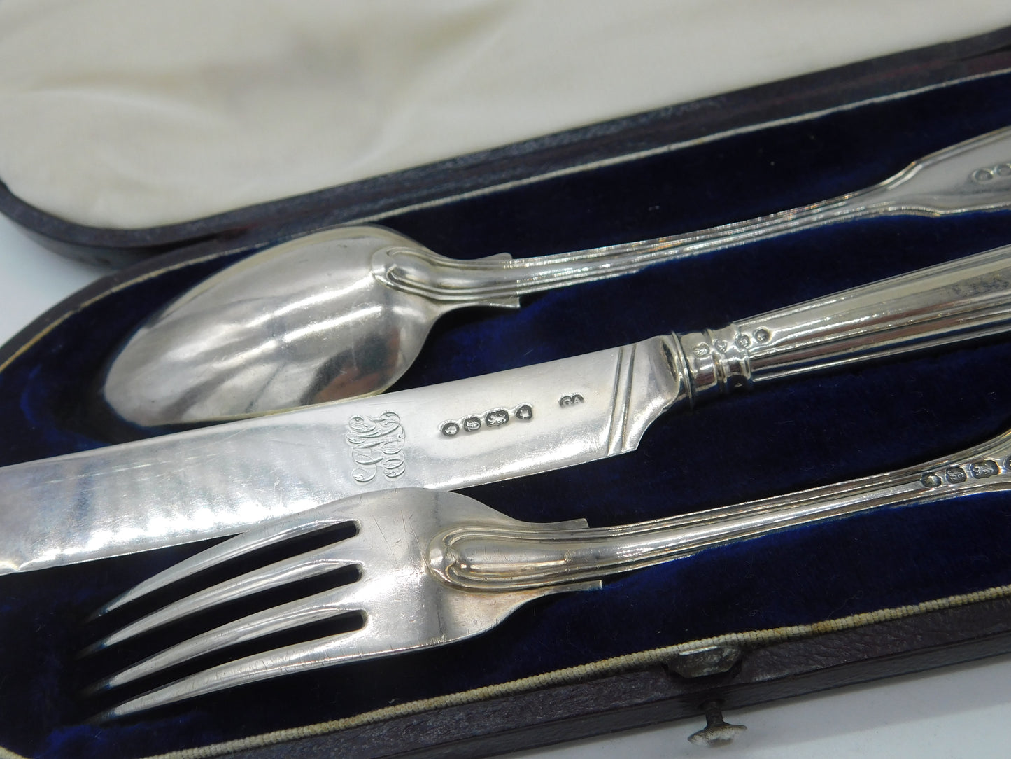 Victorian Boxed Sterling Silver Christening Cutlery Set Antique 1848 London