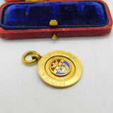 9ct Yellow Gold & Enamel Blyth Sporting Fob Medal 1937 Birmingham Antique