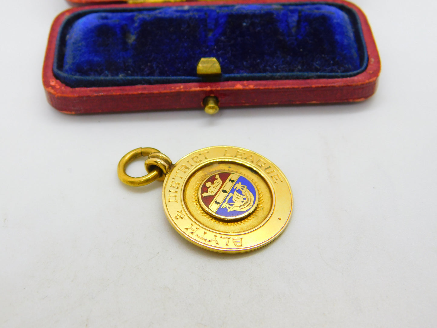 9ct Yellow Gold & Enamel Blyth Sporting Fob Medal 1937 Birmingham Antique