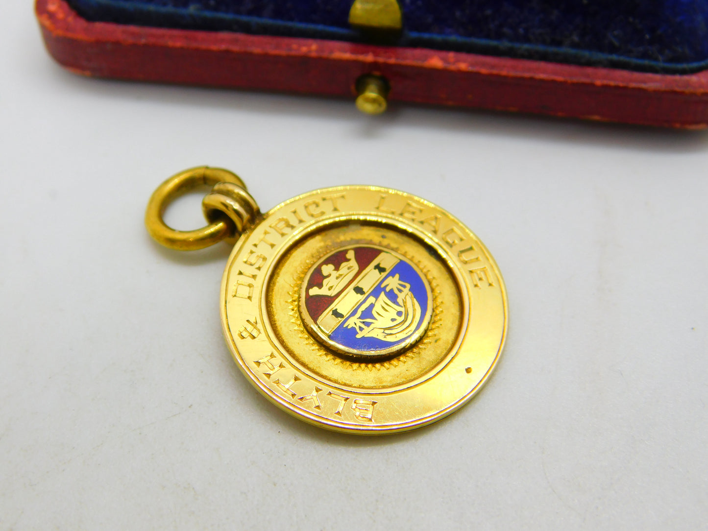 9ct Yellow Gold & Enamel Blyth Sporting Fob Medal 1937 Birmingham Antique