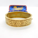 Victorian Gold Plated Aesthetic Movement Floral Cuff Bangle Antique c1880