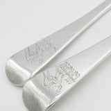 Irish George III Pair of Sterling Silver Hanoverian Tablespoons Antique Dublin