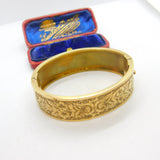 Victorian Gold Plated Aesthetic Movement Floral Cuff Bangle Antique c1880