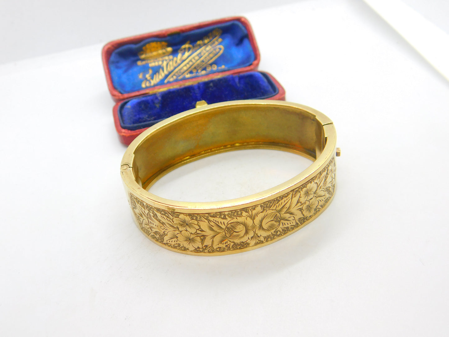 Victorian Gold Plated Aesthetic Movement Floral Cuff Bangle Antique c1880