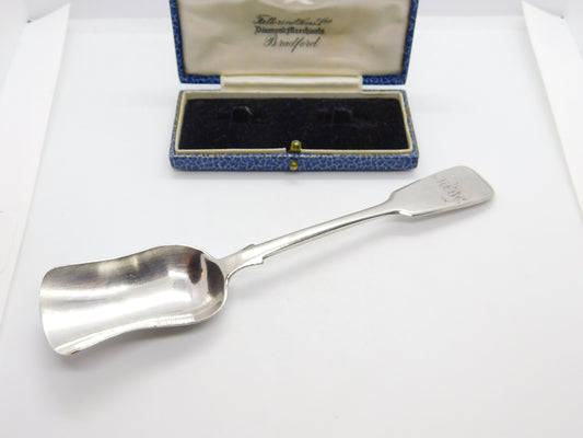 Exeter Victorian Sterling Silver Fiddle Thread Stilton Scoop Spoon Antique 1869