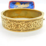 Victorian Gold Plated Aesthetic Movement Floral Cuff Bangle Antique c1880