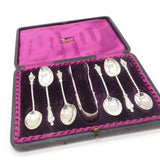 Boxed Set of Sterling Silver Apostle Teaspoons & Tongs 1891 Birmingham Antique