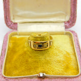 Victorian 18ct Yellow Gold, Sapphire & Diamond Boat Ring c1880 Antique