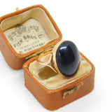 9ct Yellow Gold Cabochon Black Enamel Set Signet Ring Vintage 1974 Birmingham