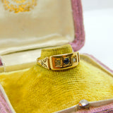 Victorian 18ct Yellow Gold, Sapphire & Diamond Boat Ring c1880 Antique