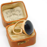 9ct Yellow Gold Cabochon Black Enamel Set Signet Ring Vintage 1974 Birmingham