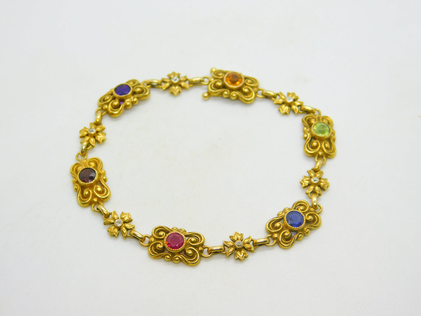 Victorian 18ct Gold Acrostic Bracelet Ruby, Diamond, Sapphire Antique c1880