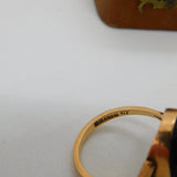 9ct Yellow Gold Cabochon Black Enamel Set Signet Ring Vintage 1974 Birmingham