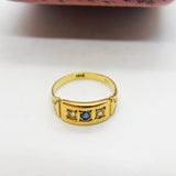 Victorian 18ct Yellow Gold, Sapphire & Diamond Boat Ring c1880 Antique