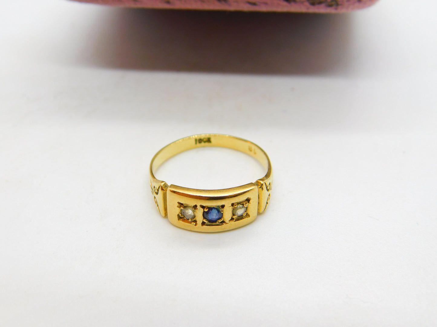 Victorian 18ct Yellow Gold, Sapphire & Diamond Boat Ring c1880 Antique