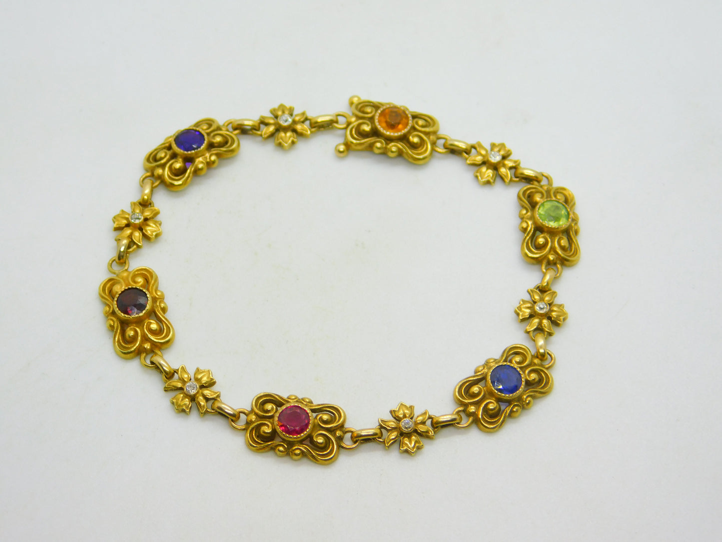 Victorian 18ct Gold Acrostic Bracelet Ruby, Diamond, Sapphire Antique c1880