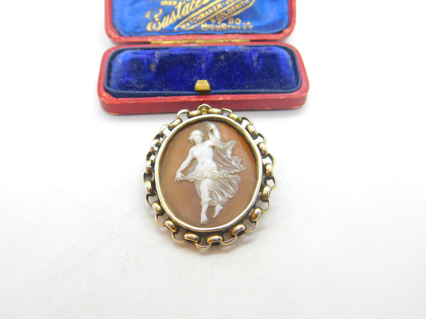 Early Victorian Sterling Silver Gilt Classical Cameo Brooch Antique c1860