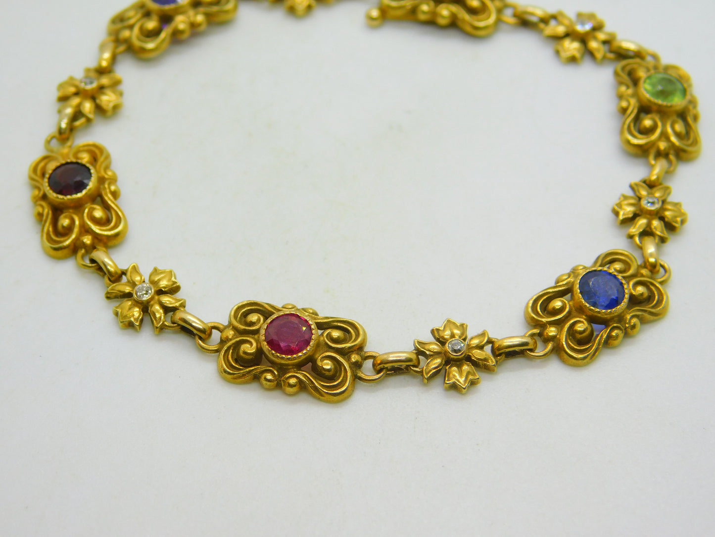 Victorian 18ct Gold Acrostic Bracelet Ruby, Diamond, Sapphire Antique c1880