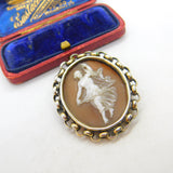 Early Victorian Sterling Silver Gilt Classical Cameo Brooch Antique c1860