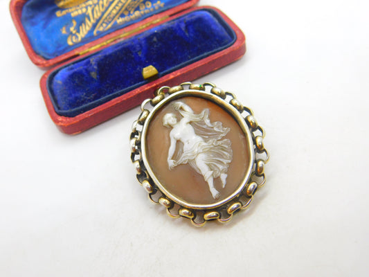 Early Victorian Sterling Silver Gilt Classical Cameo Brooch Antique c1860