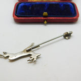 Victorian .900 Silver & Diamond Paste Running Deer Floral Brooch Pin Antique