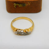 18ct Yellow Gold Three Stone Diamond Set Crossover Ring c1890 Antique