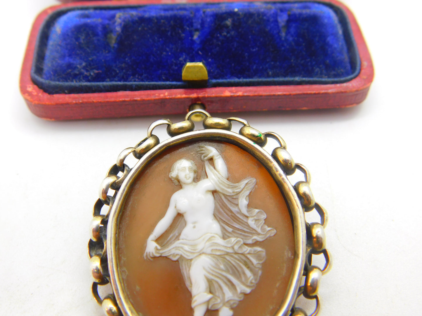 Early Victorian Sterling Silver Gilt Classical Cameo Brooch Antique c1860