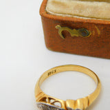 18ct Yellow Gold Three Stone Diamond Set Crossover Ring c1890 Antique