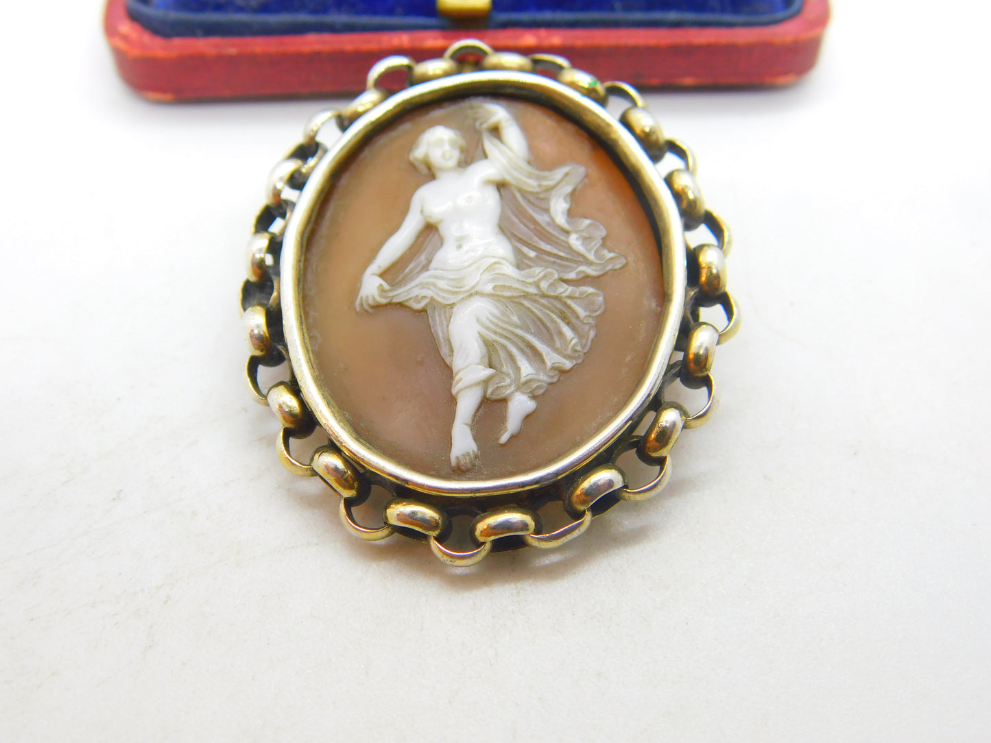 Early Victorian Sterling Silver Gilt Classical Cameo Brooch Antique c1860