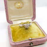 18ct White Gold & Diamond Set Daisy Floral Cluster Ring Vintage c1980