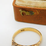 Victorian 18ct Yellow Gold, Diamond & Ruby Boat Ring Antique c1890