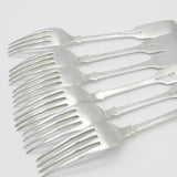 Victorian Set of Six Sterling Silver Hanoverian Pattern Table Forks 1846 Exeter
