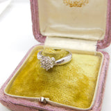 18ct White Gold & Diamond Set Daisy Floral Cluster Ring Vintage c1980